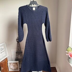 The Westside by Reformation Sweater Midi Dress Navy Blue